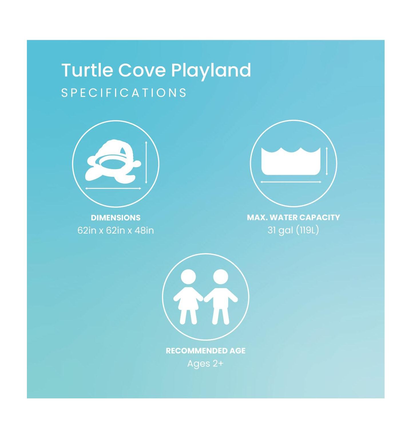 Надувной бассейн Gnuadz Turtle Cove с шариками, 218 x 206 x 97 см, 100 шариков, от 2 лет, цвет: Синий — фото 3