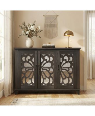 3-Mirrored Door Sideboard, 49.33" Spacious Countertop Buffet with Adjustable Shelves