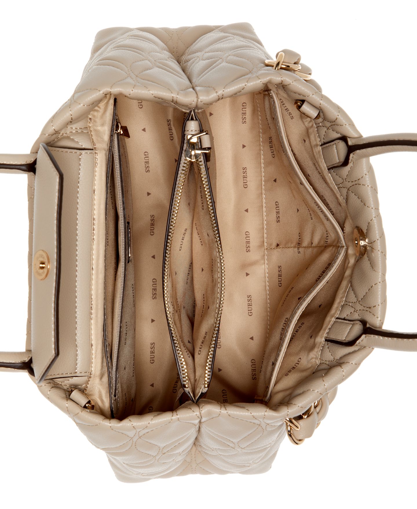 Женская сумка GUESS Maxine Top Handle Large Satchel Handbag, цвет: Бежевый — фото 4