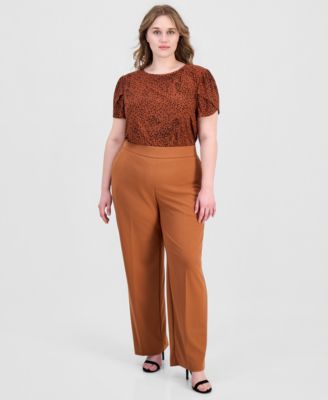Plus Size High Rise Straight Leg Pants