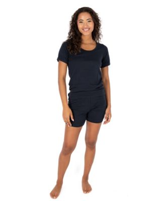 Womens Matching Family Two Piece Cotton Short Sleeve Shirt and Shorts Solid Color Pajamas