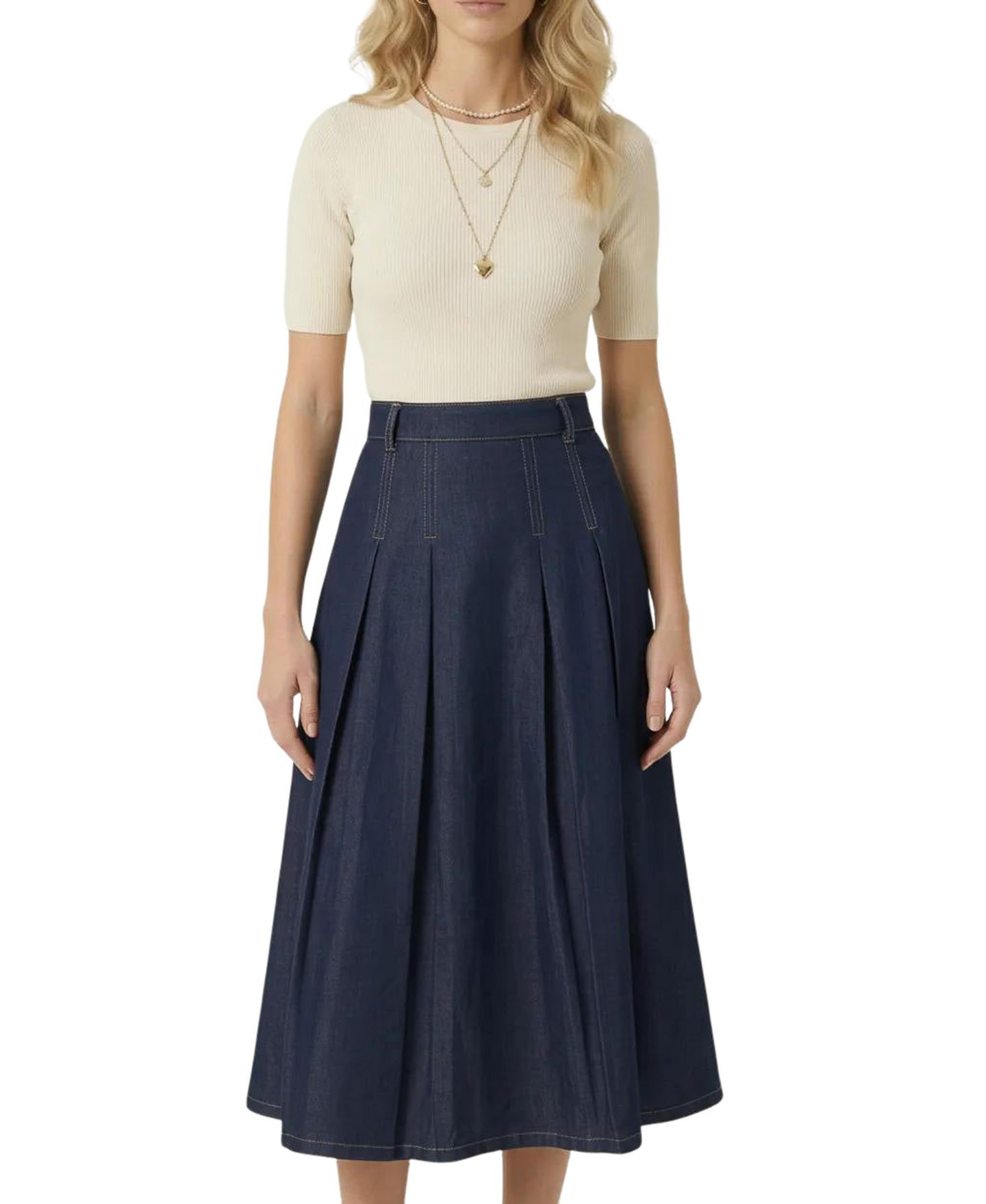 Женская юбка Modenaire High-Waist Pleated A-Line Midi — фото 8