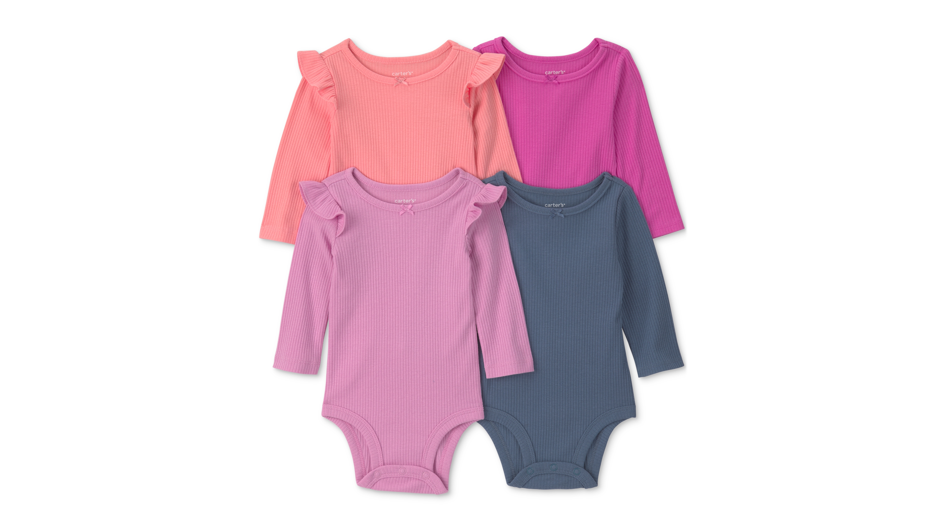 Carter's Baby Girls' Bow Long-Sleeve Bodysuits, 4-Pack