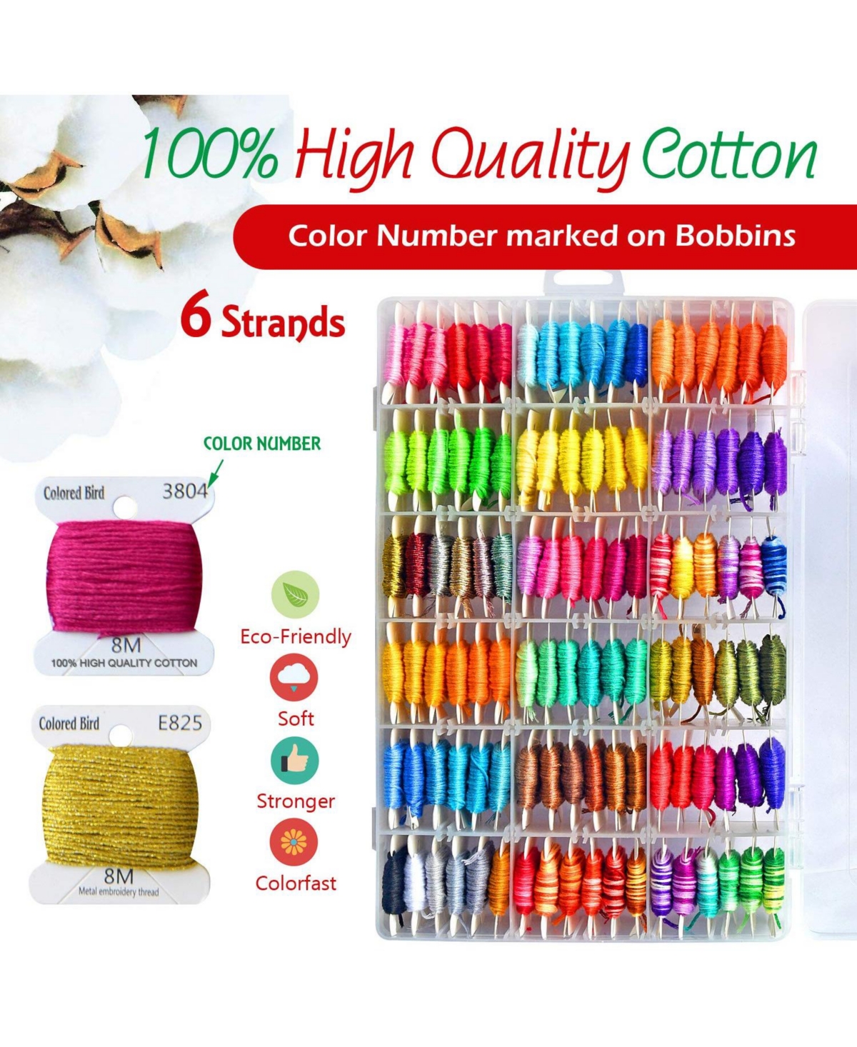 Gnuadz 108pieces Embroidery Floss Kit Organizer Box Friendship Bracelet Tools