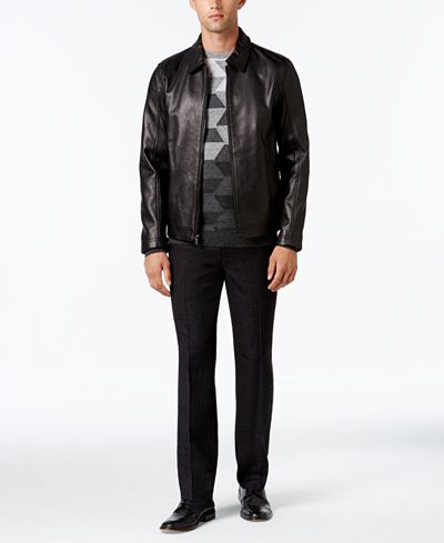 Alfani Collection Men's Leather Jacket, Chevron Sweater & Textured Pants, Only at Macy's