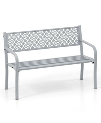 Steel Frame Patio Bench with Wide Seat