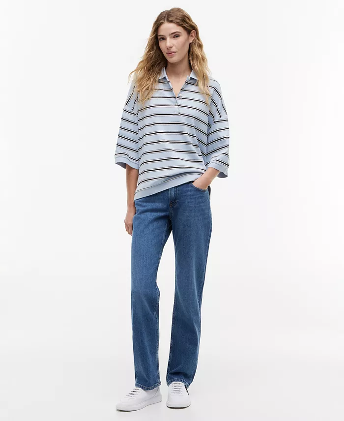 Women's Multi-Stripe Oversized Polo Shirt - thumbnail 6