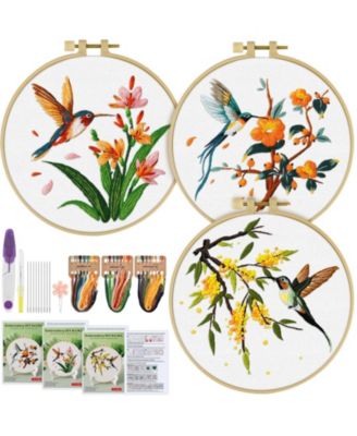 3 Sets Hummingbird Embroidery Kit Cross Stitch Set