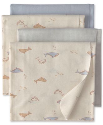 Baby Boys' Whale Receiving Blankets, 4-Pack