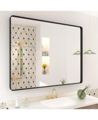 32" x 40" High-Strength Tempered Glass and Aluminum Alloy Framed Wall Decor Bathroom Vanity Mirror