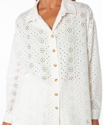 Women's Morning Time Eyelet Detail Cotton Shirt