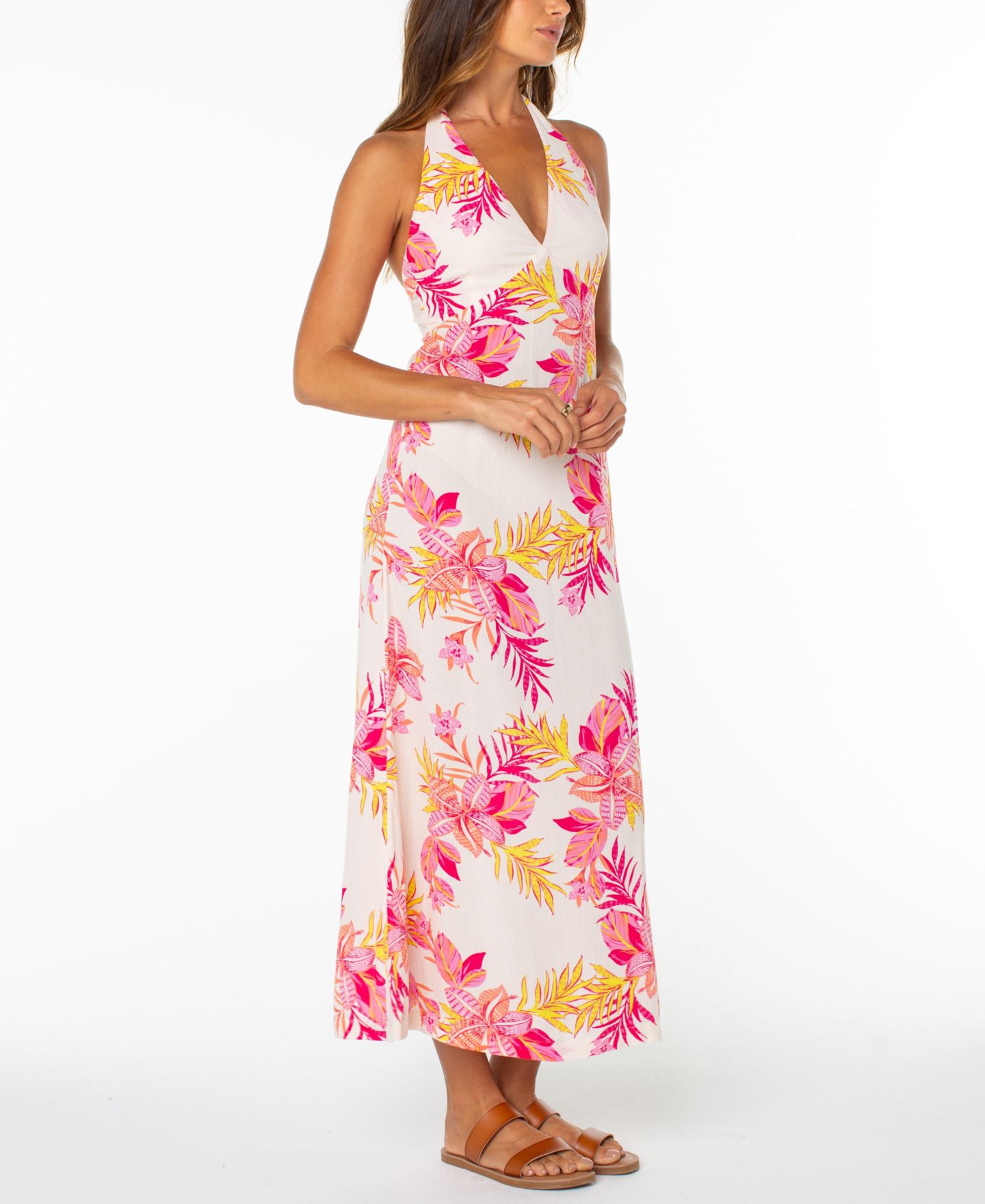Женское платье Roxy Beach Day Floral Printed Halter Neck, цвет: Dew/Summer Daze — фото 2