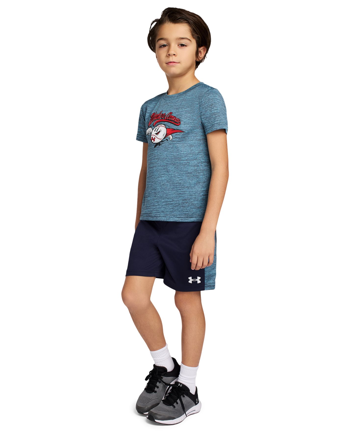 Детский комплект Under Armour: футболка и шорты, 2-7 лет, 2 предмета, цвет: Синий — фото 2