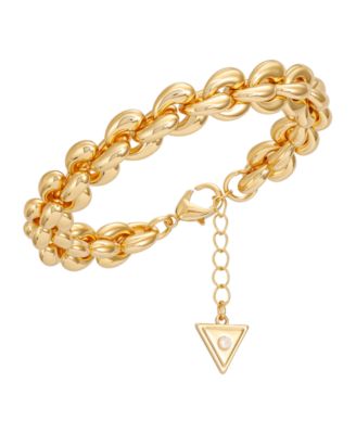 Gold-Tone Crystal Link Chain Bracelet