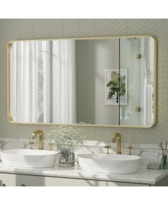  High-Strength Tempered Glass and Aluminum Alloy Framed Wall Decor Bathroom Vanity Mirror in Brushed Gold