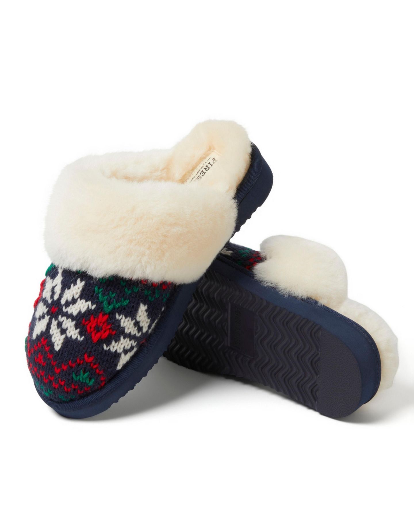 Женские тапочки Dearfoams Sydney Holiday Fair Isle Genuine Shearling Scuff Slipper, цвет: Peacoat — фото 6