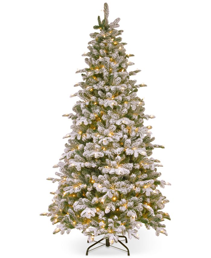 National Tree Company - 7.5' Feel-Real &reg; Snowy Everest Fir Medium Hinged Christmas Tree with 450 Clear Lights