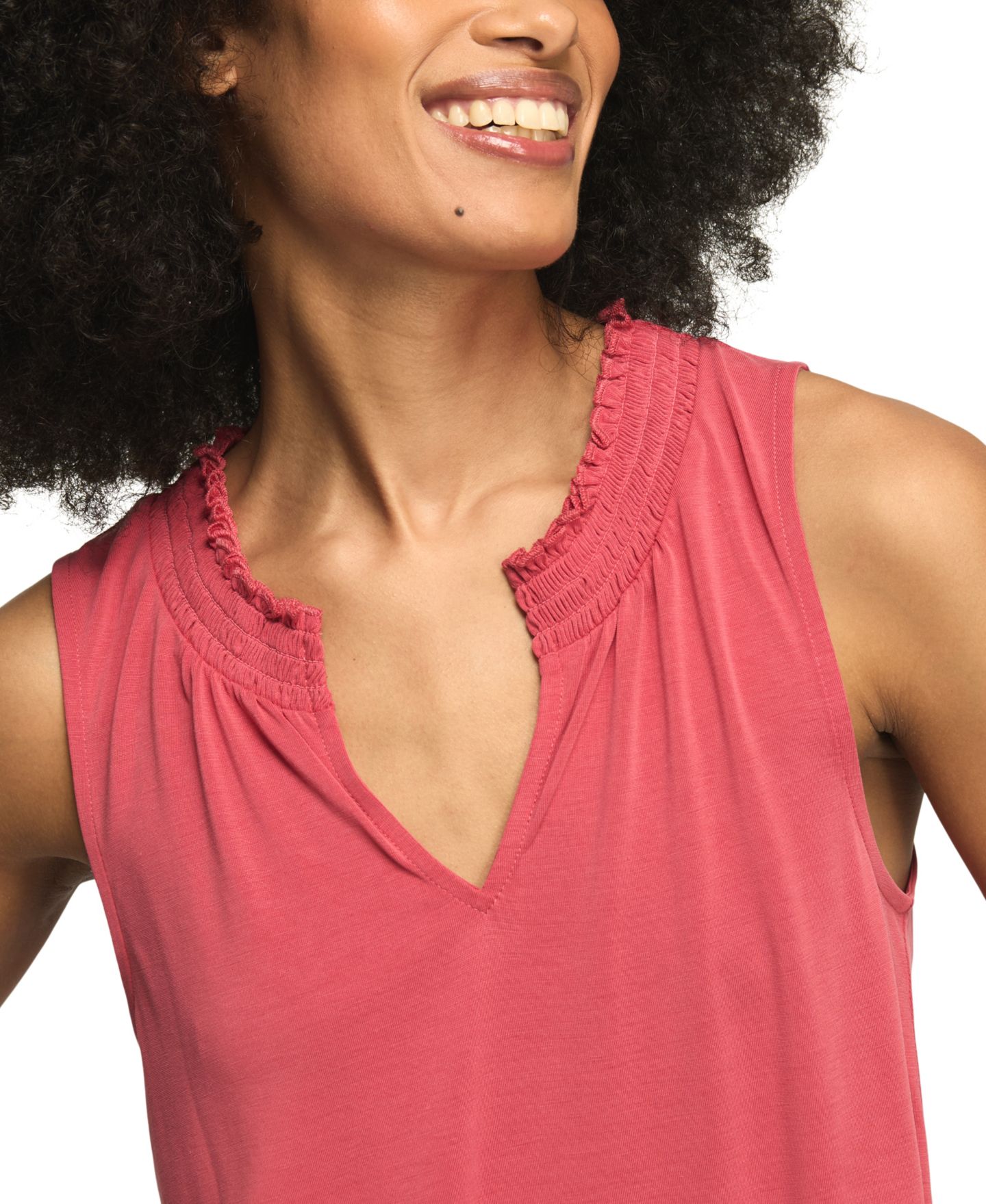 Женский топ Lucky Brand Sandwash Smocked Trim V-Neck, цвет: American Beauty — фото 4