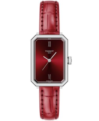 Women's Quartz Red Leather Strap Watch, 21.80mm