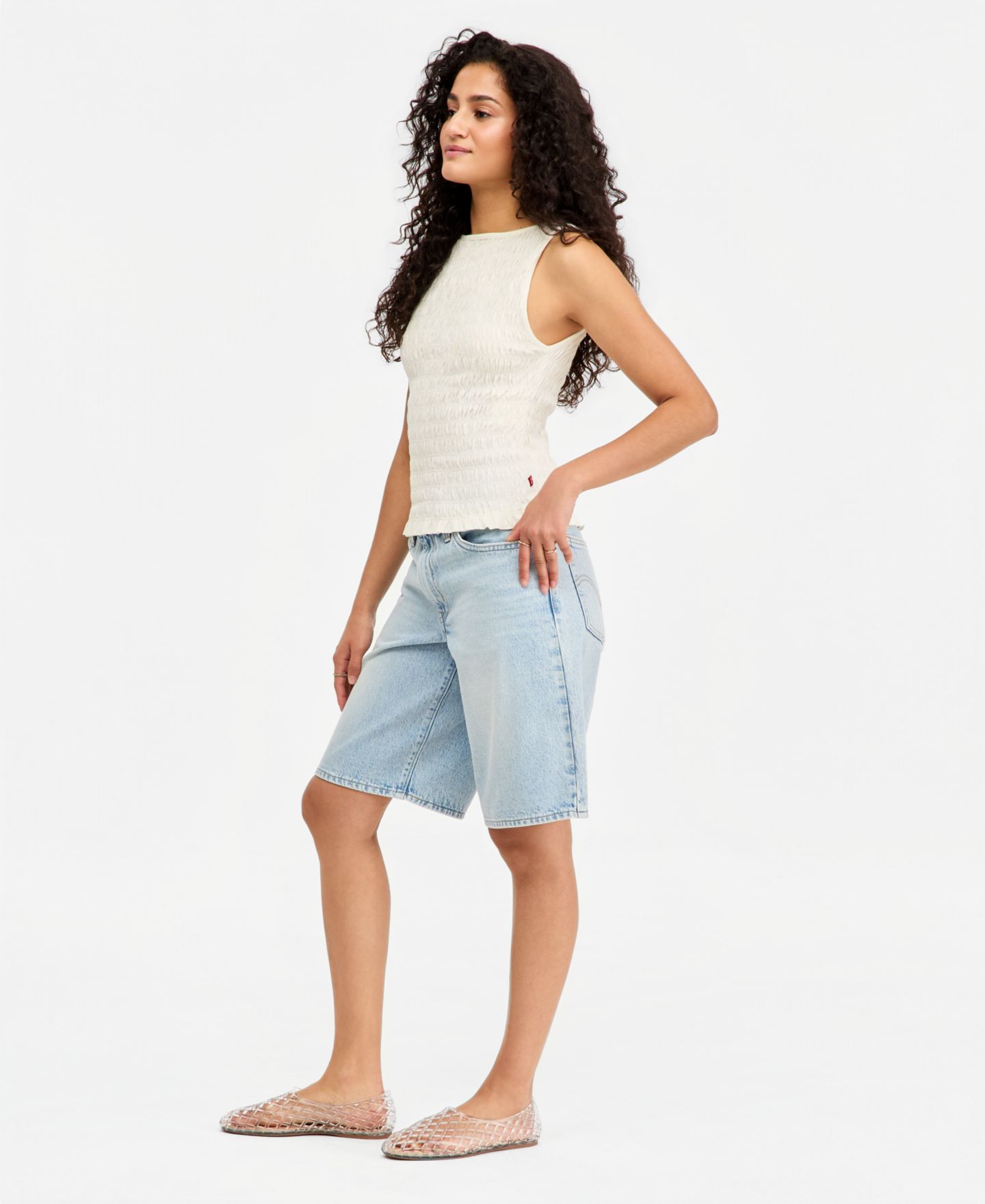 Женские шорты Levi's Mid-Rise Baggy Jort, цвет: Abraided Art Jort — фото 3