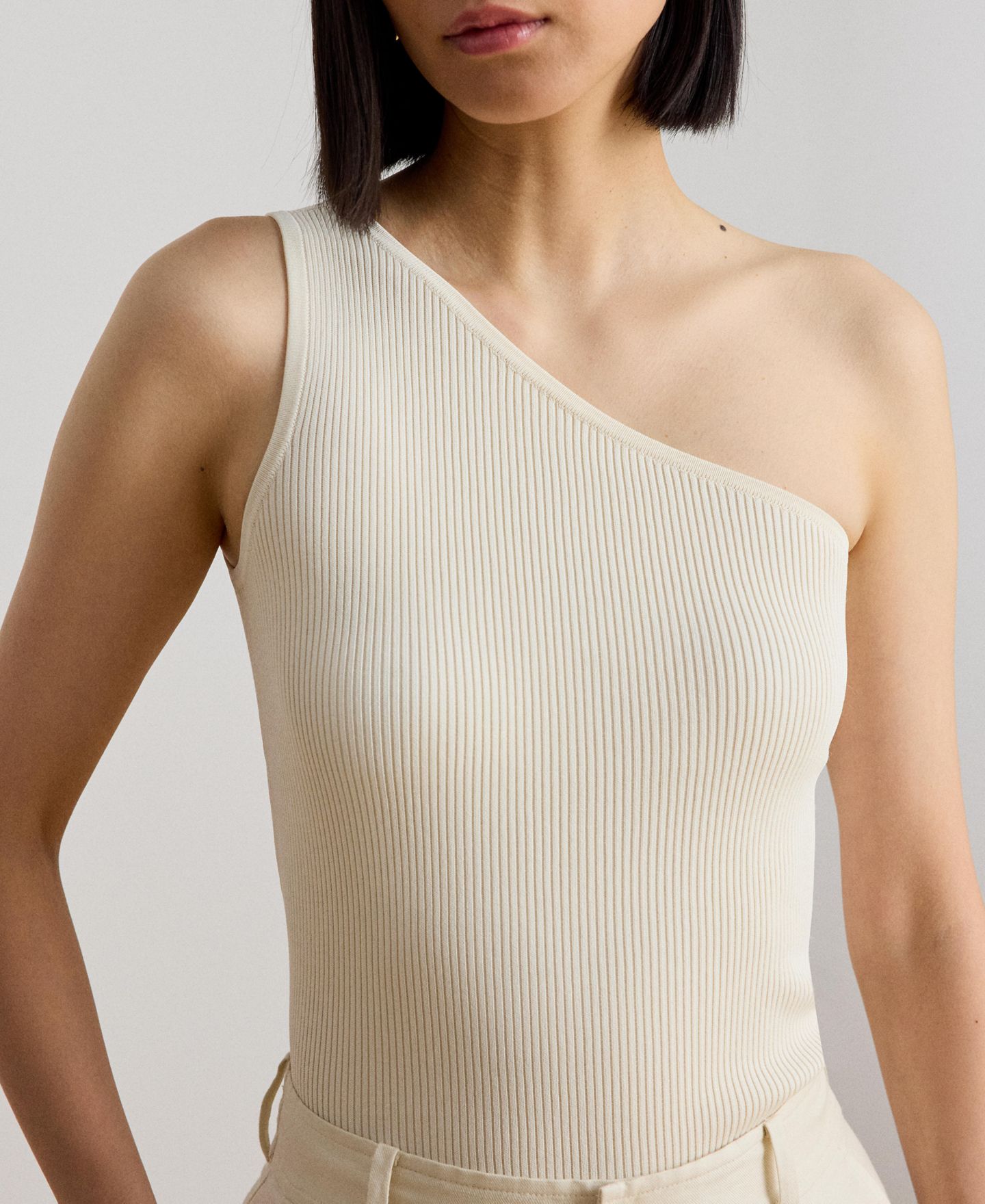 Женский свитер Lauren Ralph Lauren Rib-Knit One-Shoulder, цвет: Кремовый — фото 3