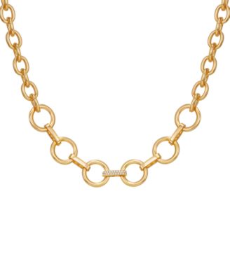 Glass Stone Gold-Tone Short Necklace
