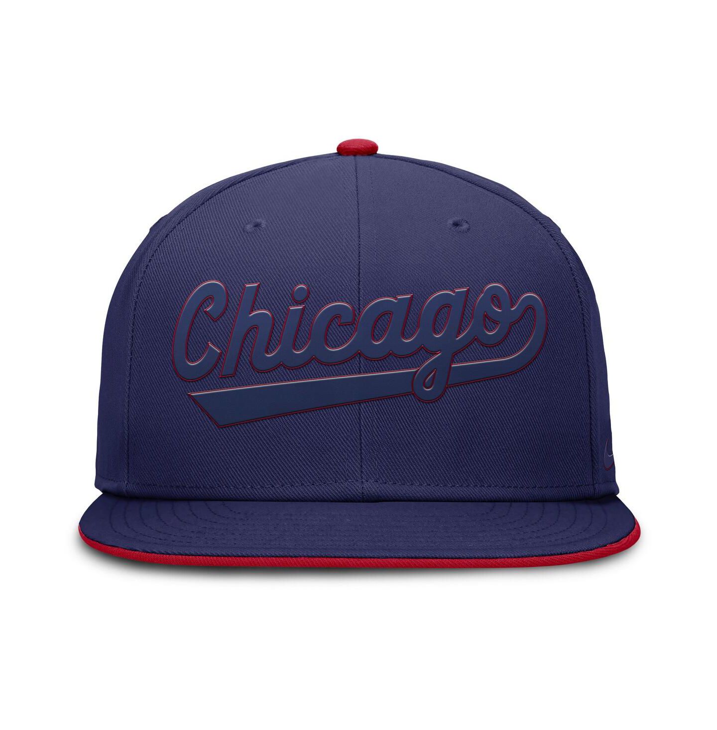 Мужская кепка Nike Blue Chicago Cubs Dri-FIT Round Bill True Fitted Hat — фото 2