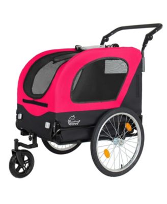 2-in-1 Bike Trailer and Pet Stroller for Dogs up to 110 lbs, Foldable Pet Carrier Cart with 20" Air-Filled Wheels