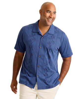 Tommy Bahama Men's Palm Fresco Beach Border IslandZone Camp Shirt - Coal - Size XXXL