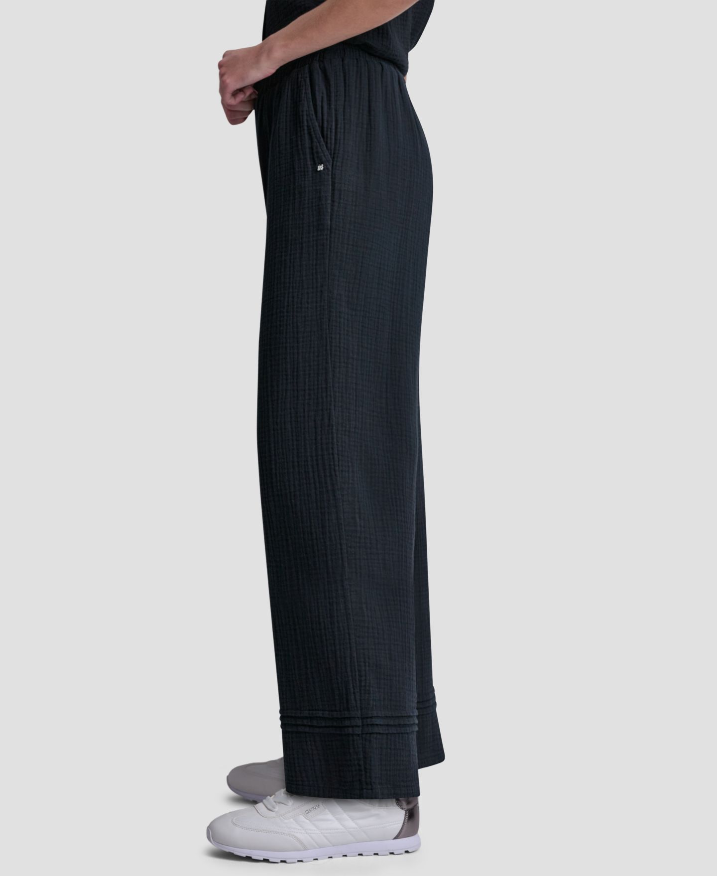 Женские брюки DKNY Jeans Petite Gauze Straight-Leg Pull-On, цвет: Чёрный — фото 3