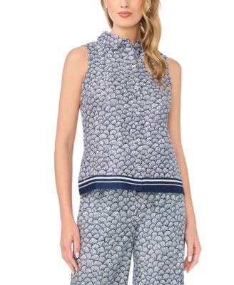 Women's Sleeveless Collared Button-Down Top