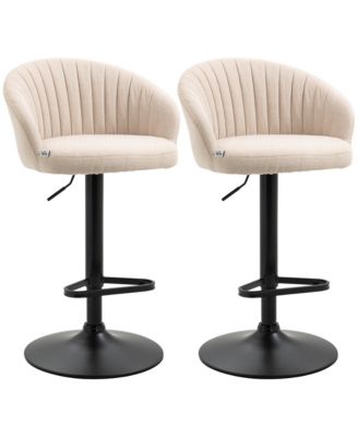 Adjustable Swivel Bar Stools Set of 2, Linen Touch Fabric