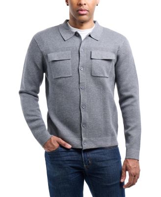 Men's Long Sleeve Sweater With Full Buttoned Two Patch Pockets