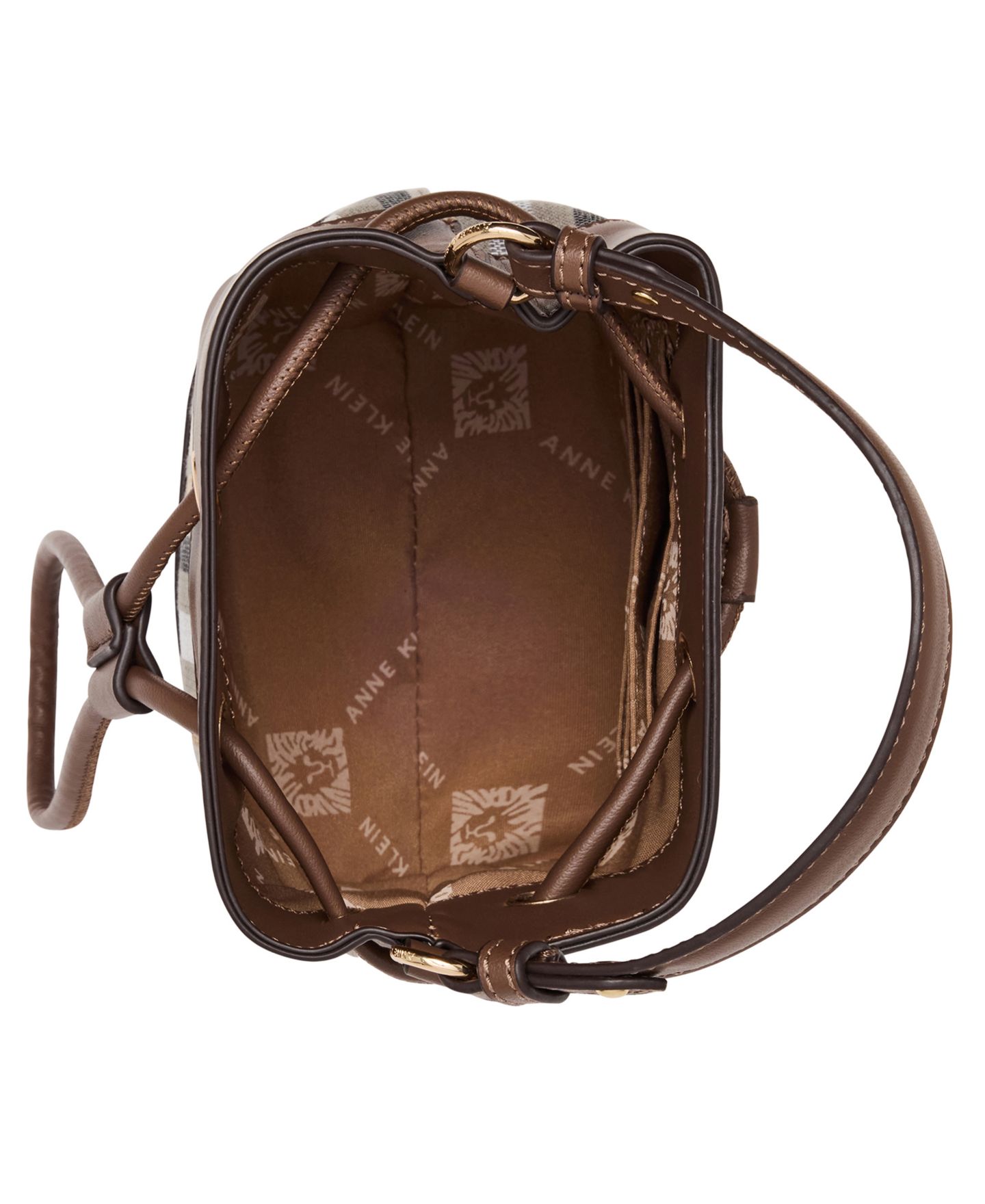 Женская сумка Anne Klein Stripe Mini Bucket Handbag, цвет: Коричневый — фото 4