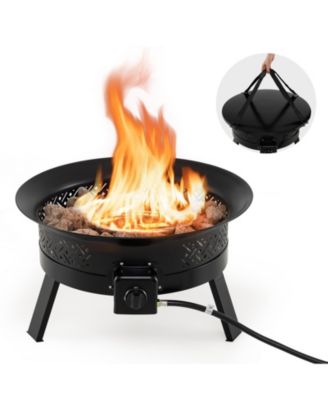 Outdoor Portable Propane Fire Pit with Folding Legs and Easy Carry Strap