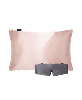 Night 100% Mulberry Silk Sleep Set - Pillowcase & Eye Mask, Machine Washable - Blush