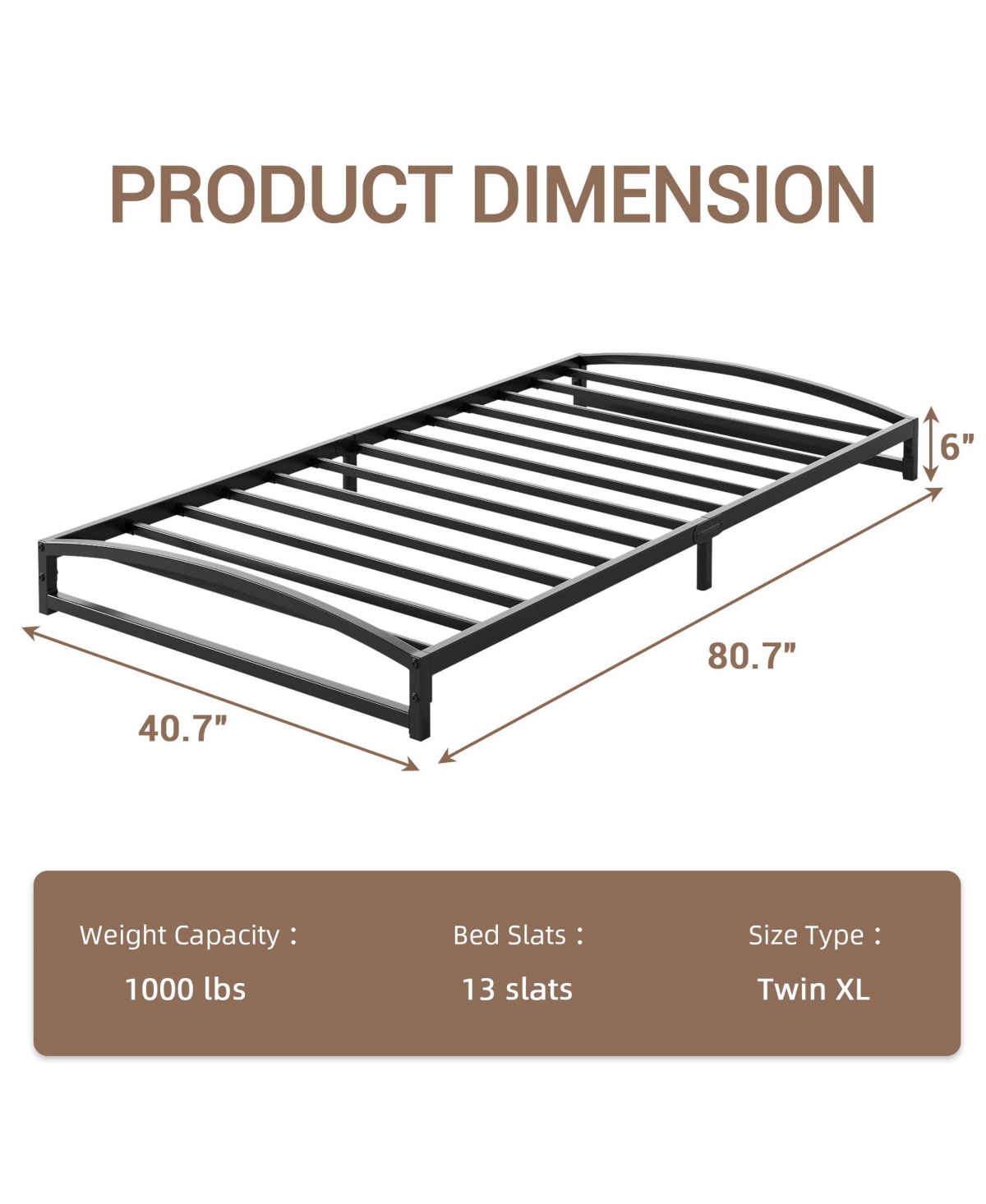 homfan Metal Platform Bed Frame with Arch Headboard and Footboard, Low Profile Steel Slat Support