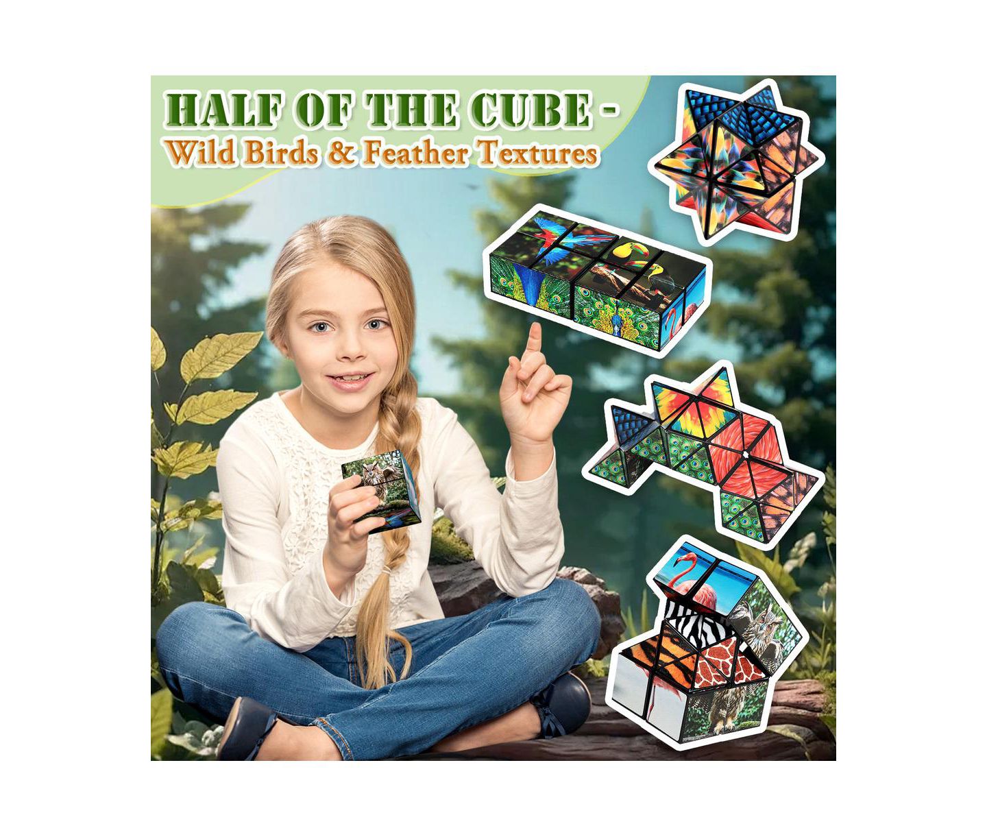Детская игрушка Bruce & Shark 2-in-1 Animal Theme Fidget Cube, 2-Piece Puzzle, Ages 8+ — фото 2