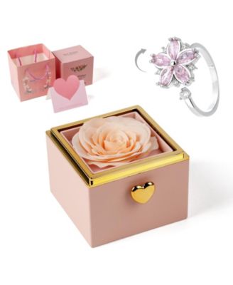 Preserved Rose Heart Necklace Gift Box