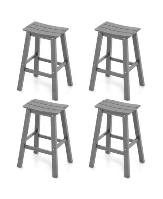 29'' Patio Bar Stool Set of 4 Curved Seat and Footrests for Backyard Outdoor