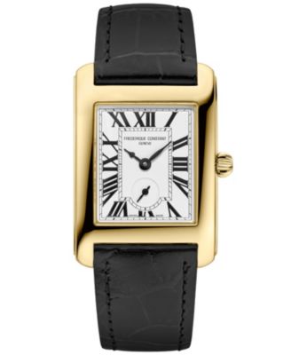 Women's Carree Black Leather Strap Watch, 25.2mm