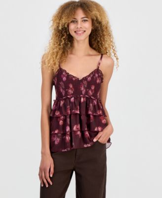 Juniors' Smocked Babydoll Tank