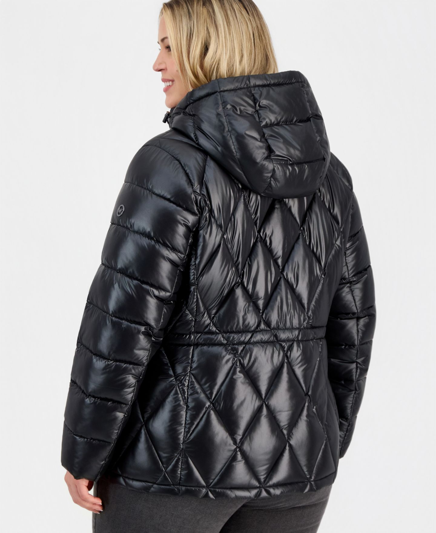 Женская куртка Michael Kors Plus Size Hooded Anorak Packable Puffer, цвет: Чёрный — фото 2