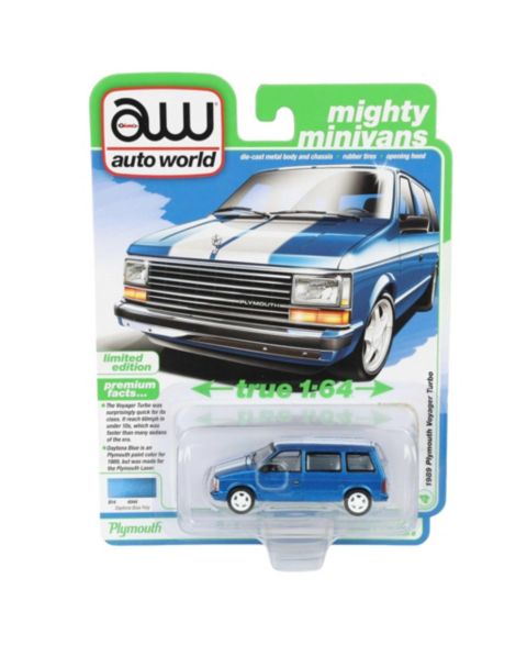 Детская игрушка Auto World 1/64 Scale Mighty Minivans Limited Edition 1989 Plymouth Voyager Turbo Replica, цвет: Синий