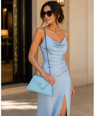 evening envelope dress for women Embroidered black & silver envelope dress main image 0