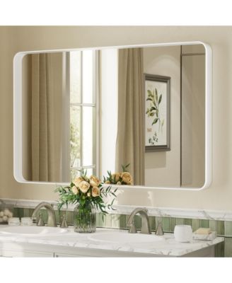 48" x 30" High-Strength Tempered Glass and Aluminum Alloy Framed Wall Decor Bathroom Vanity Mirror