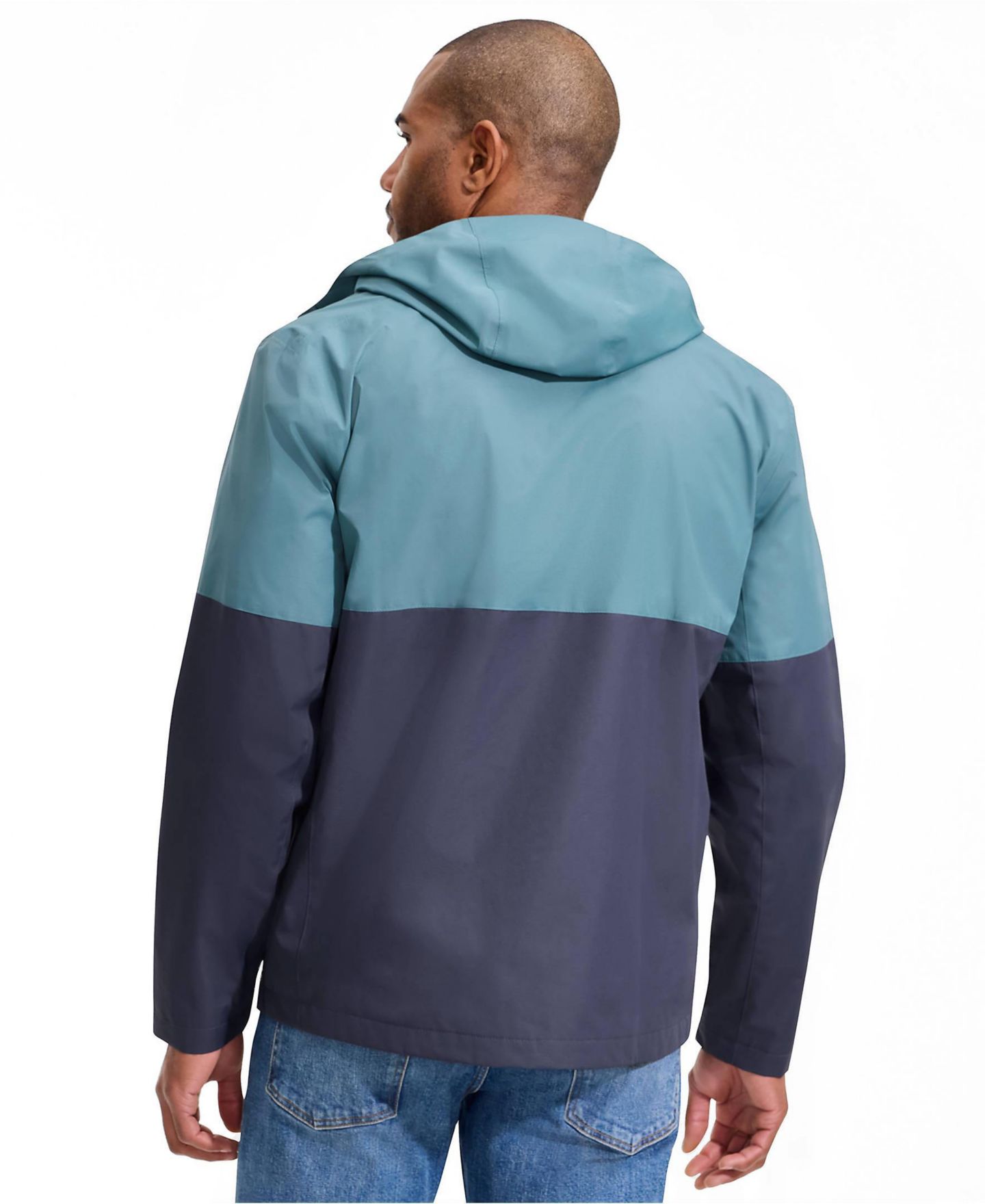 Мужские куртки Lands' End Waterproof Colorblock Raincoat, цвет: Тёмно-синий — фото 2