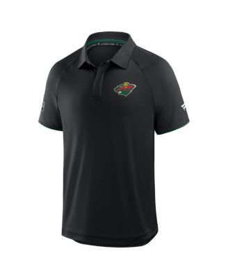 Men's Black Minnesota Wild Authentic Pro Rink Raglan Polo Shirt