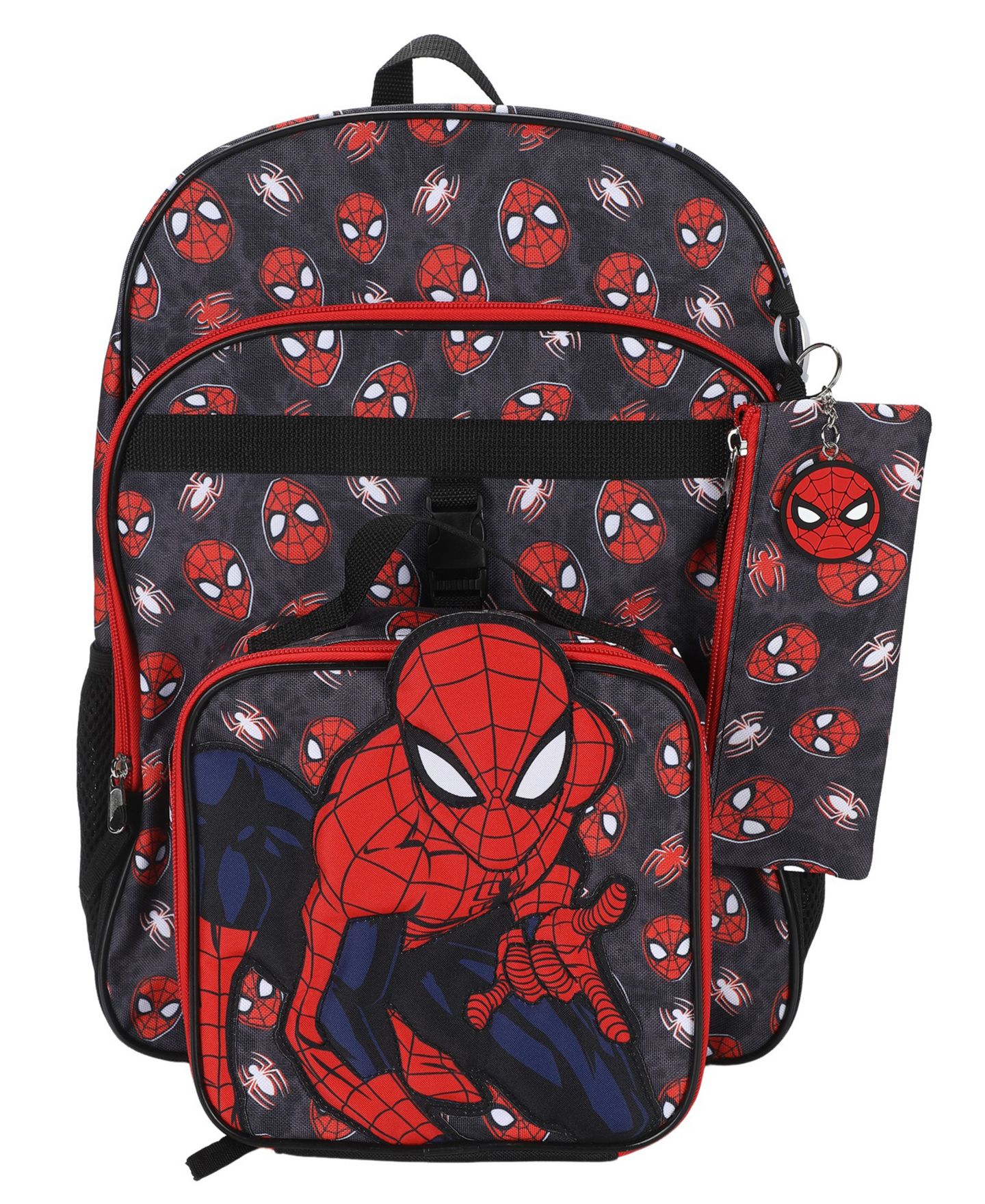 Сумки Spider-Man All Over Print Backpack, Lunch Bag, Pencil Case and Key Chain, 4-Piece Set для мальчиков, цвет: Чёрный / Красный — фото 2