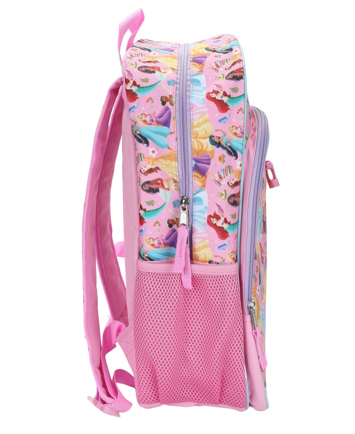 Disney Princess Girls' All Over Print Backpack, Lunch Bag, Pencil Case and Key Chain, 4-Piece Set